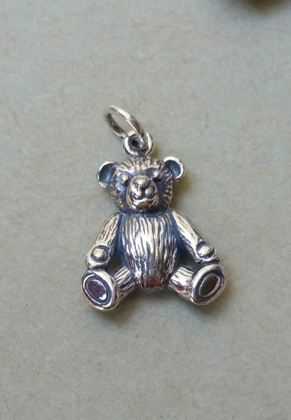 Silver teddy bear charm deals