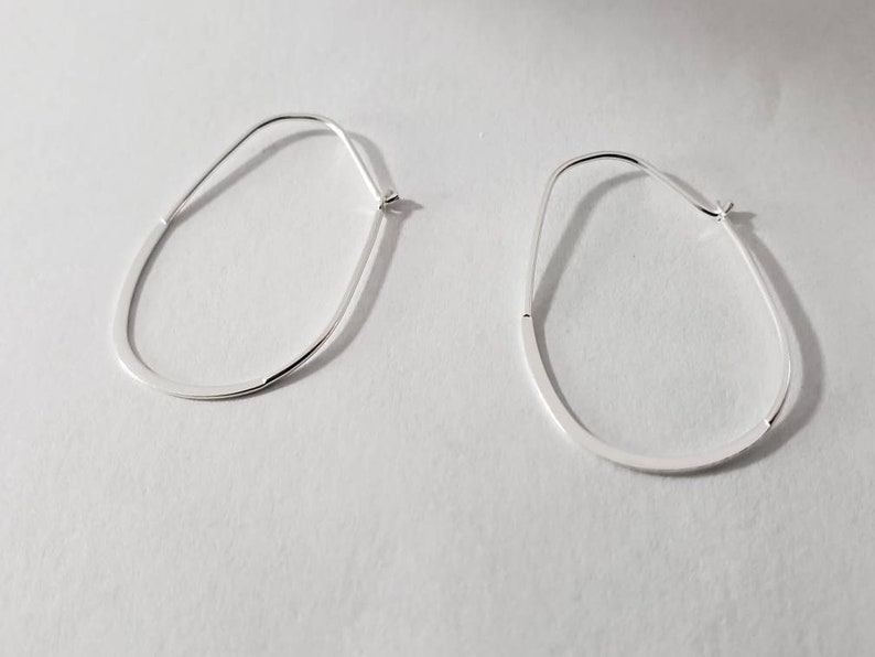 2 Pairs of Sterling Silver Long Flattened Hoop Earrings for Charms Dangles Simple Silver Hoops /& Beads Silver Hopp Earrings,Silver Hoops