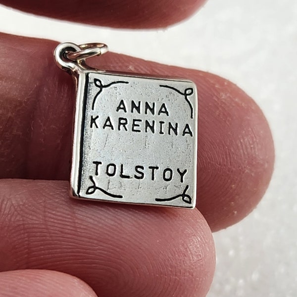 Sterling Silver Anna Karenina Book Charm,Mini Silver Book, Anna Karenina,Classic Literature,Silver Novel Charm,Leo Tolstoy,Book Charm