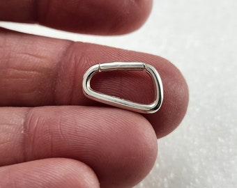 Miniature Sterling Silver Carabiner, Mini Clasp Link for Jewelry,Silver Buckle Clasp,Mini Push Clasp,Silver Charm Clasp,Mini Carabiner Clasp