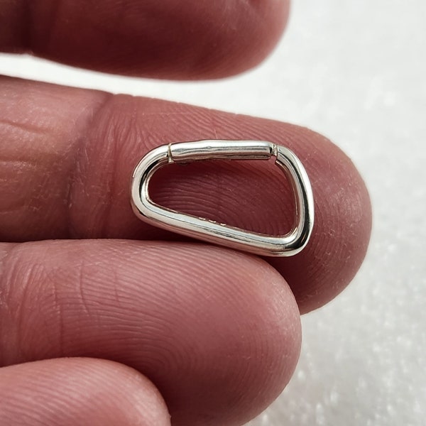 Miniature Sterling Silver Carabiner, Mini Clasp Link for Jewelry,Silver Buckle Clasp,Mini Push Clasp,Silver Charm Clasp,Mini Carabiner Clasp