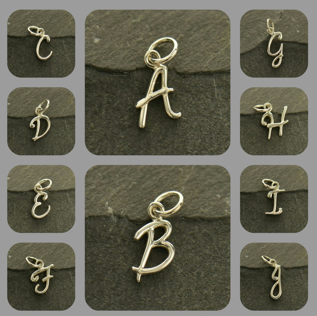 Small Sterling Silver Initials Charms,personalized Jewelry,sterling