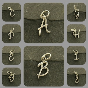 Small Sterling Silver Initials Charms,Personalized Jewelry,Sterling Silver Letter Charms,Cursive Font,Personalized Initials, Alphabet Charms