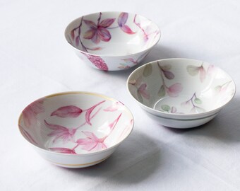 Fine porcelain bowl, handcrafted creation, elegant unique floral gift for women, customizable