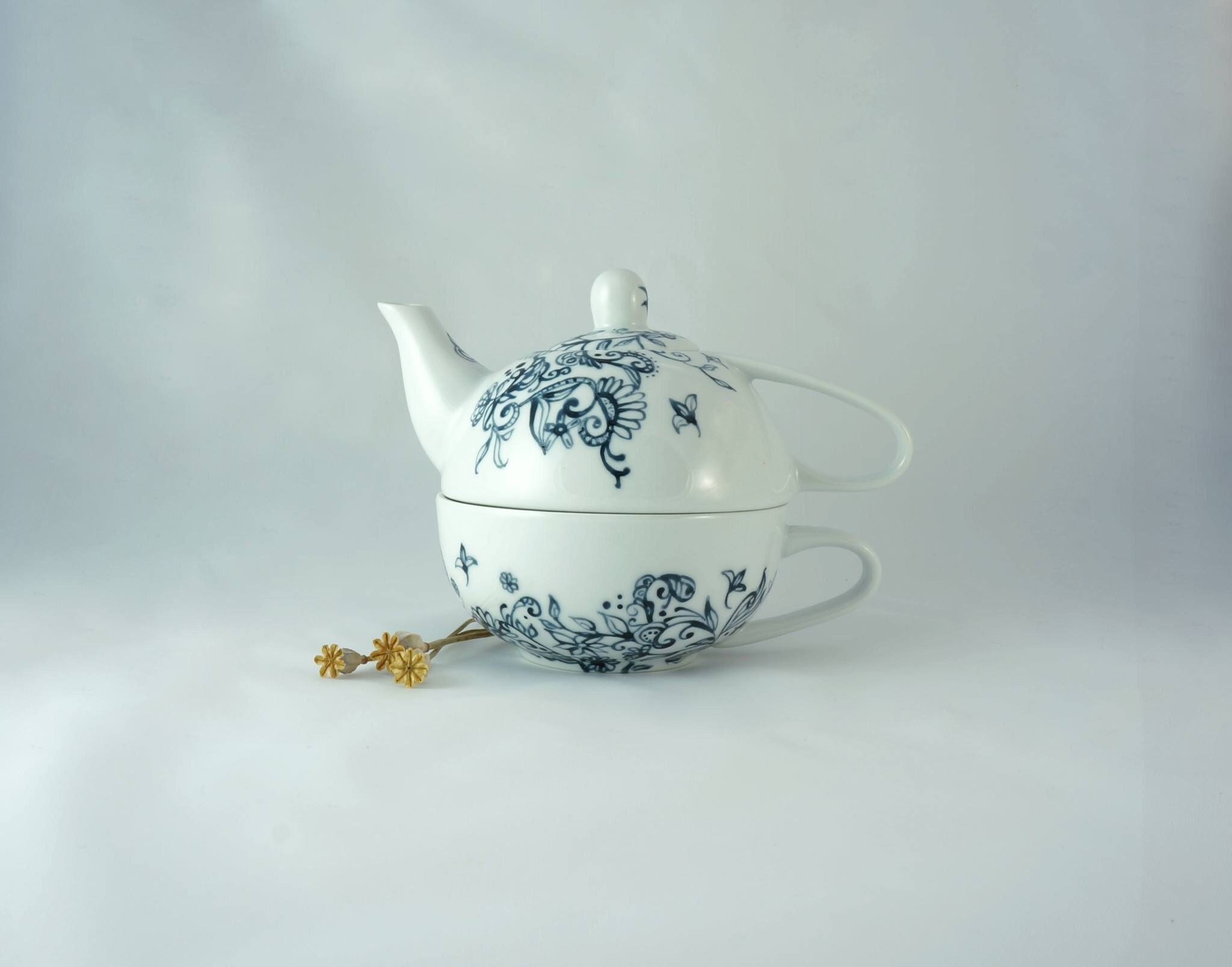 Théière Égoîste en Porcelaine Peinte à La Main, Idée Cadeau Pour Les Amateurs de Thé ou Tisane