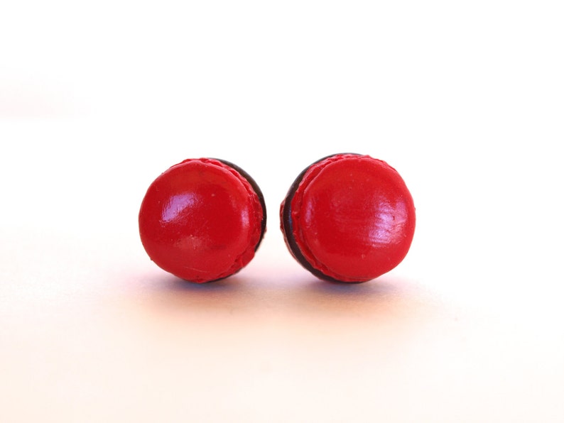 Red Macaron Earrings Valentine Gift Polymer Clay Food Etsy