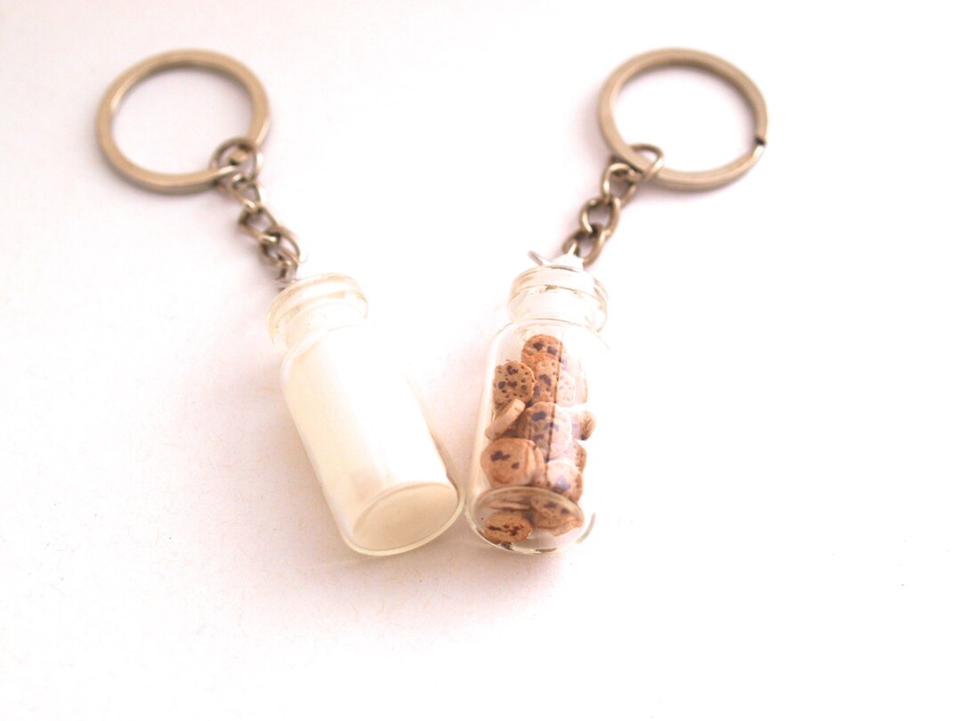 Milk and Cookies Friendship Keychains, BFF Best Friends Keychains, Fimo Polymer Clay Miniature