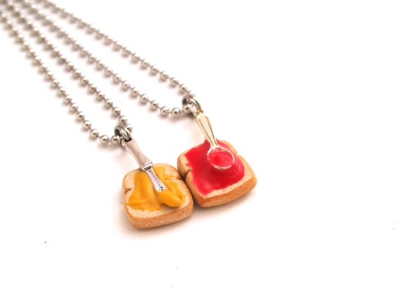 Peanut Butter Jelly Necklace Set Best Friend Friendship Etsy