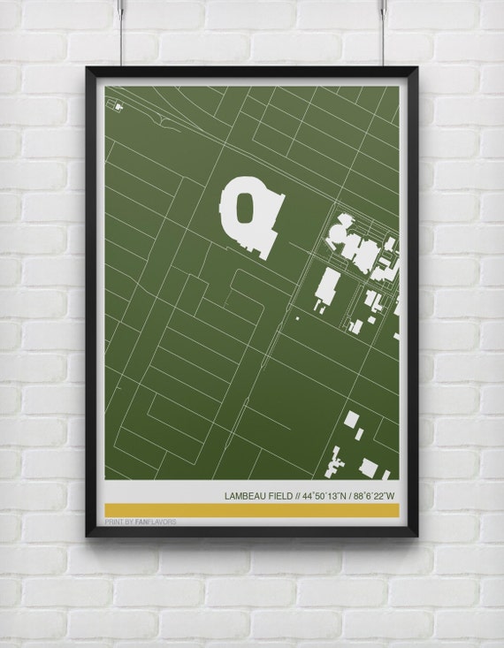 Green Bay Stadium Map Etsy