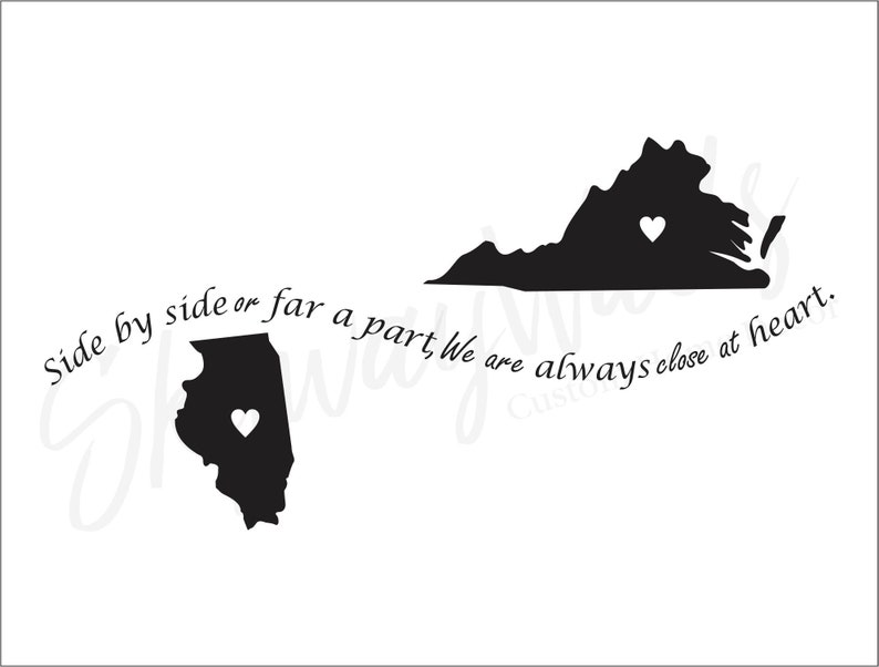 Side by Side or Far Apart States Vinyl Wall Decal