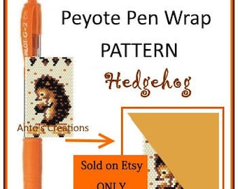 Little sweet Hedgehog with acorn,bead PEYOTE Pen Wrap Pattern,Pen Cover Pattern for G2 pen by Pilot,even count Peyote stitch, gift idea