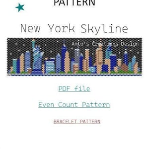 New York Skyline,Bead Pattern,Bracelet Pattern,Peyote stitch,Even Count Pattern,Miyuki Pattern,Beading Pattern,PDF FILE,Instant Download