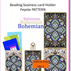 DIY Bohemian business card Holder,beading Peyote pattern(odd count).Beaded case,credit card,money,documents Holder,PDF tutorial step by step