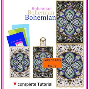Bohemian Tutoriel complet pour réaliser des pochettes pour cartes de visite, documents, cartes de crédit. Patron Odd Peyote, PDF, pas à pas