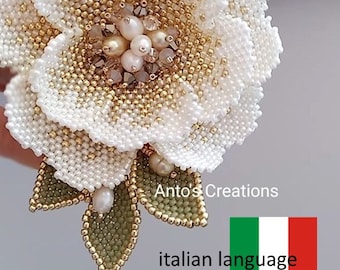 DIY White Flower ITALIAN LANGUAGE,beading Tutorial (English version available too)