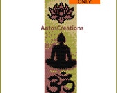Buddha, Ohm and Lotus, Indian symbols, Zen, Yoga, meditation, beading PATTERN (even count PEYOTE pattern for bracelet, cuff or bookmark) PDF