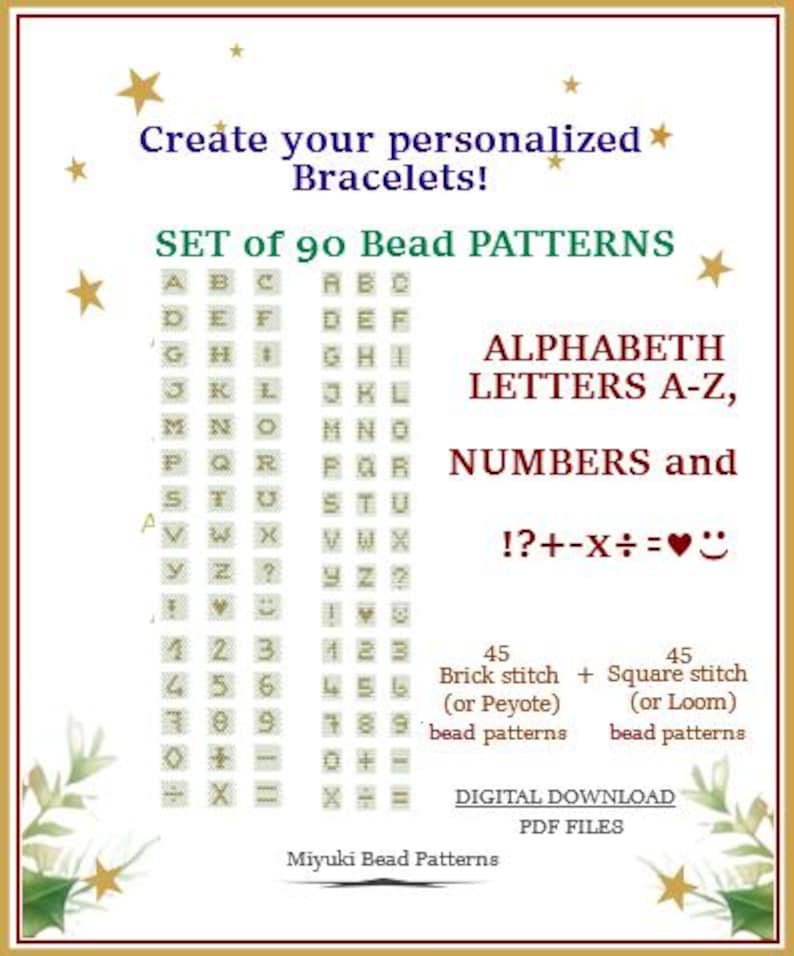 Alphabeth Bead Letters & Numbers,set of 90 Beading Patterns for Name ...