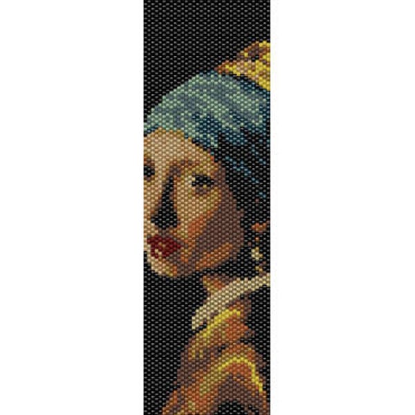 Girl with a Pearl earring painting, Vermeer, bead PEYOTE Pattern, beading pattern (even count peyote pattern for bracelet, cuff)