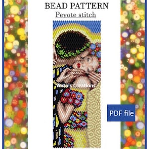 Klimt Beading Pattern,The Kiss Bracelet Pattern,Peyote Pattern,Odd count,beaded,Miyuki Pattern,Art Nouveau,PDF digital file,Instant Download