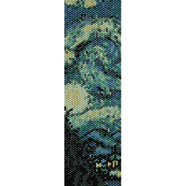 Starry night painting, Van Gogh, bead PEYOTE Pattern, beading pattern, stitch peyote pattern (even count peyote pattern for bracelet, cuff)