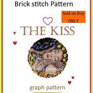 The Kiss Brick stitch Pattern,Klimt inspired,Beading Pattern,Graph Pattern,Miyuki delica bead Pattern,Beadwork,instant download,Pdf files