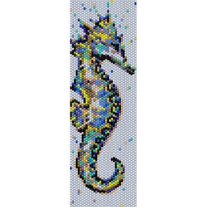 Bright colors Seahorse, bead peyote pattern, beading pattern, (even count PEYOTE and LOOM patterns for bracelet, cuff or bookmark) 2PDF