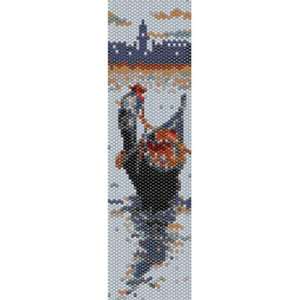 Motif gondole peyotl, gondolier, Venise, lagune, fond place Saint Marc (pour bracelet)