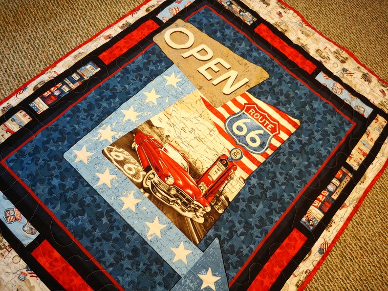 patchwork quilt twin size Quilt king size Quilt for sale Route 66 baby quilt crib size full size queen size