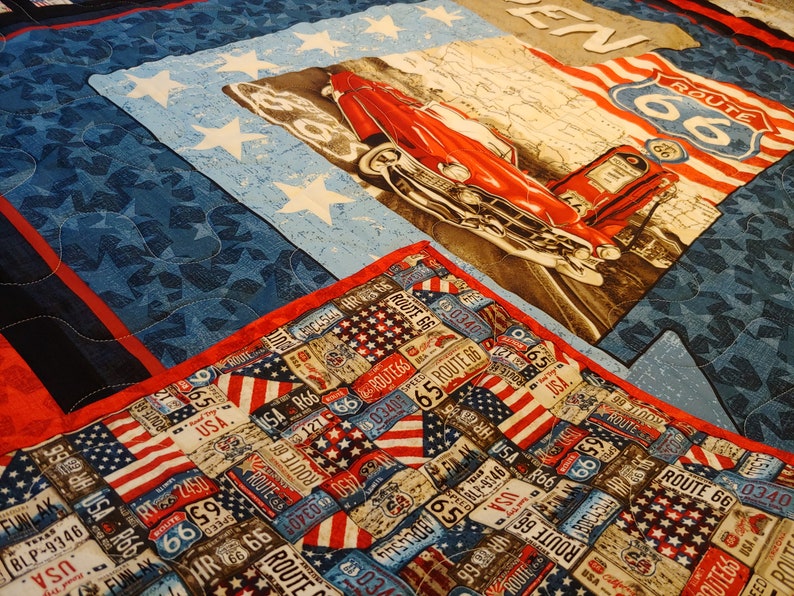 patchwork quilt twin size Quilt king size Quilt for sale Route 66 baby quilt crib size full size queen size