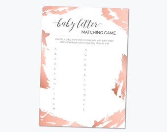 Printable Baby Shower Game – Girl Baby Shower – Baby Letter Match Game – Instant Download - 5x7 Printable