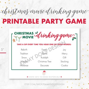 Christmas Movie Drinking Game - Adult Party Games - Drinking Game - Holiday Movie Drinking Game