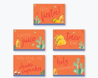 Fiesta Party Food Station Cards – Cactus Juice – Taco Party – Margarita Bar – Cinco de Mayo Party – Instant Download – 6x4 Printable