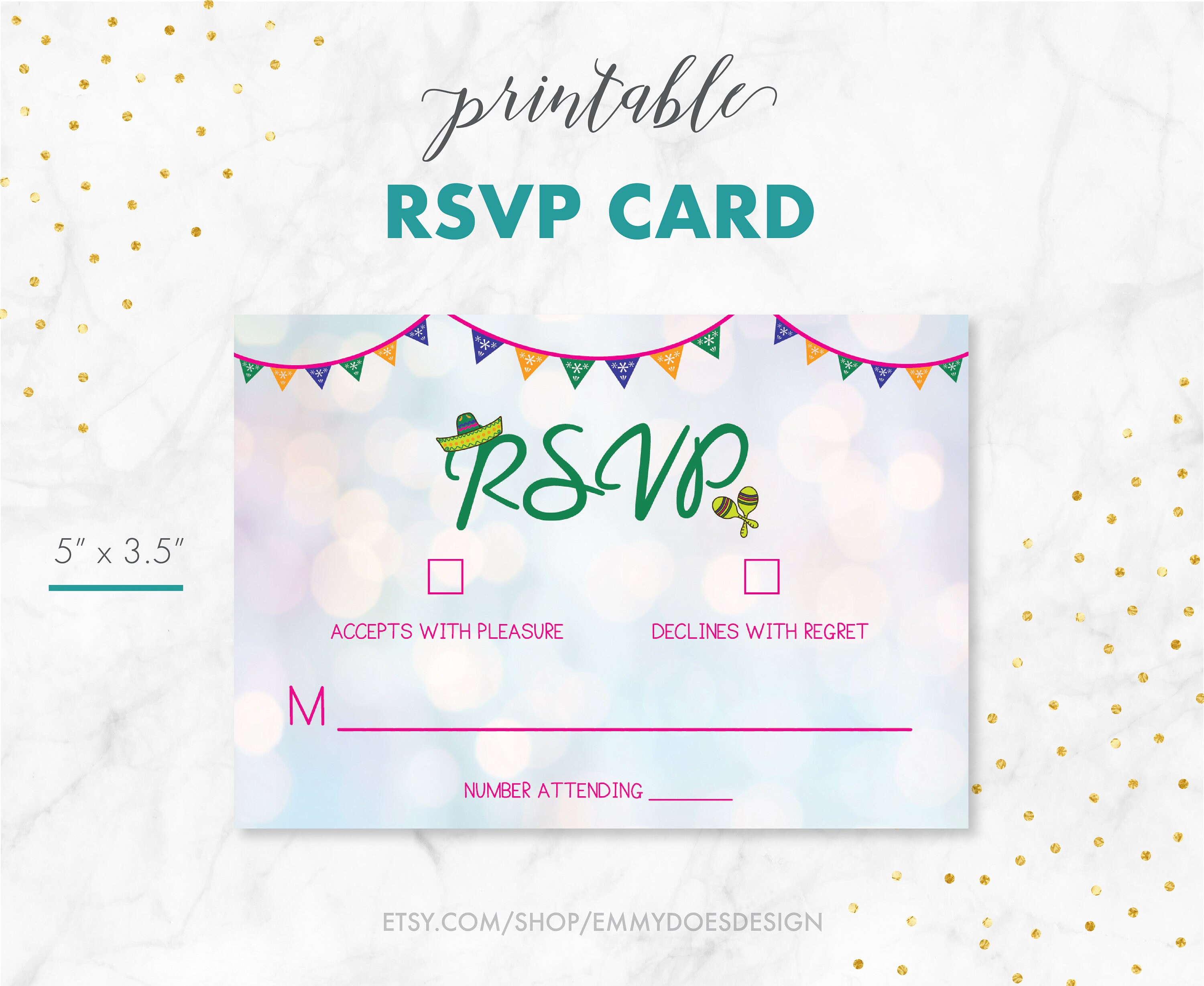 RSVP Card Holiday Party Fiesta Theme Invitation Cinco de Etsy
