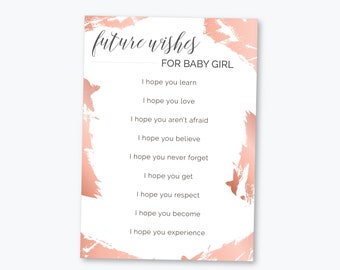 Printable Baby Shower Game – Girl Baby Shower – Wishes for Baby – Instant Download - 5x7 Printable