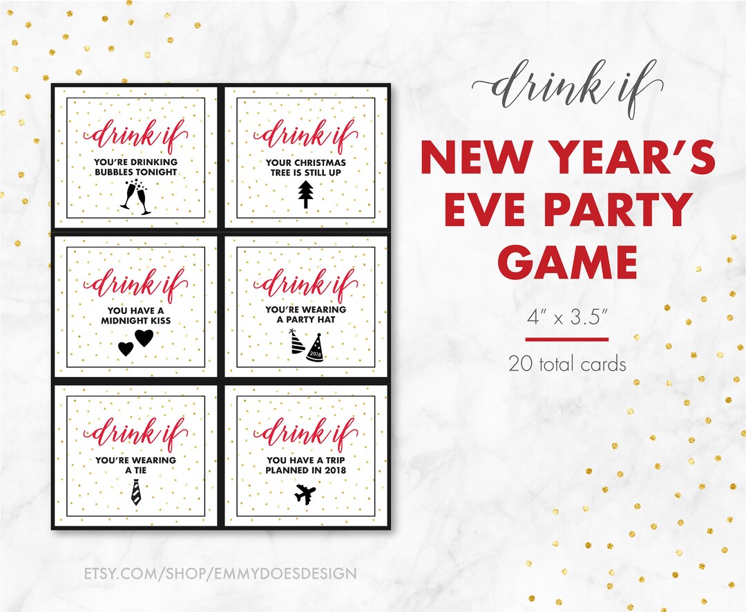NYE Drinking Game Adult Party Games Drink If Game New Year's Eve ...