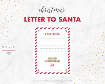 Christmas Letter - Letter to Santa - Dear Santa - 8.5x11" PDF
