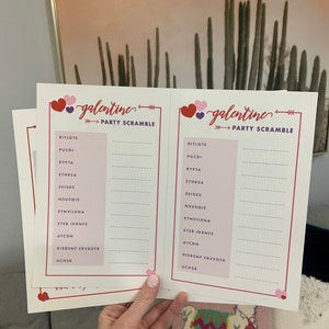 Valentines Day Games MASH Game Word Scramble Galentine Party Game Instant Download 5x7 Printable image 6