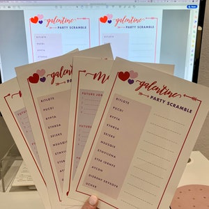 Valentines Day Games MASH Game Word Scramble Galentine Party Game Instant Download 5x7 Printable image 7