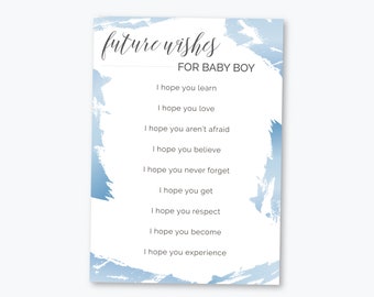 Printable Baby Shower Game – Boy Baby Shower – Wishes for Baby – Instant Download - 5x7 Printable