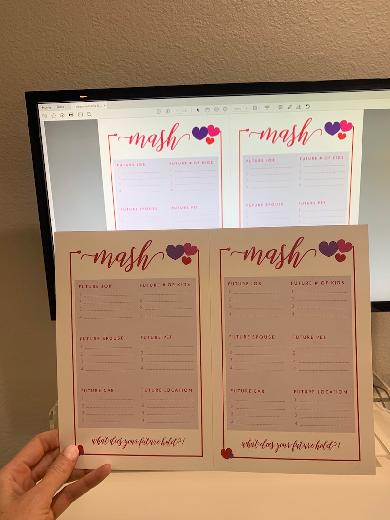 Valentines Day Games MASH Game Word Scramble Galentine Party Game Instant Download 5x7 Printable image 8