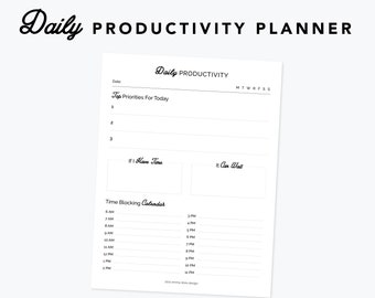 Daily Planner - Productivity Planner - Daily Productivity - To Do List - Instant Download - 8.5x11 Printable