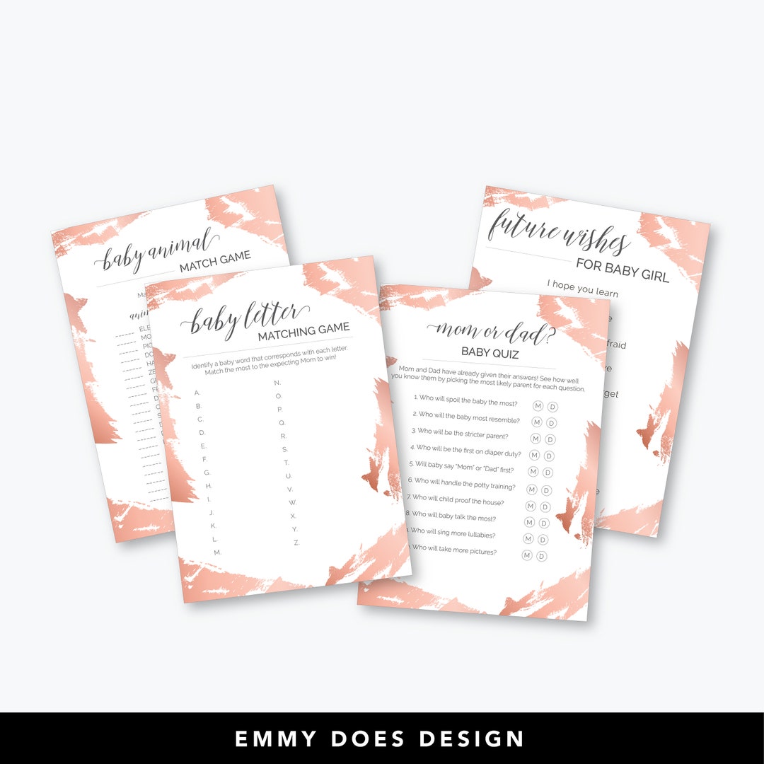 Baby Shower Printable Girl Baby Shower Instant Download 5x7 Printable 4 ...