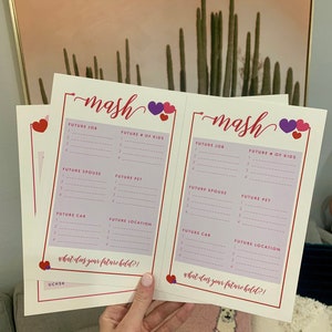 Valentines Day Games MASH Game Word Scramble Galentine Party Game Instant Download 5x7 Printable image 5