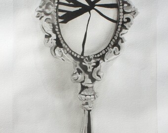 Shattered Handmirror India Ink Painting