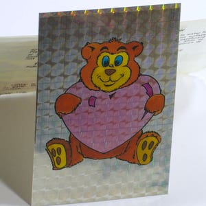 Teddy Bear Prism Sticker, Heart Vending Decal, Love cartoon animal cute foil gift 80s valentine