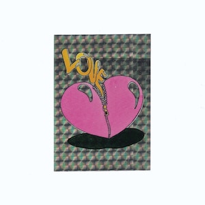 Love Decal, Heart Prism Sticker, Zipped Open, metallic foil holographic cute valentine reflective