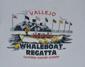 Vallejo Whaleboat Regatta T Shirt, XS Single Stitch California Tee, 80s paper thin racing surfer sailing