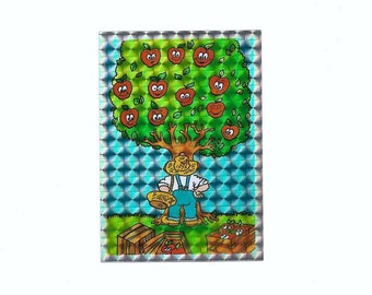 Apple Tree Prism Sticker, Farmer Vending Decal, holographic metallic foil gardener fruit farm 80s