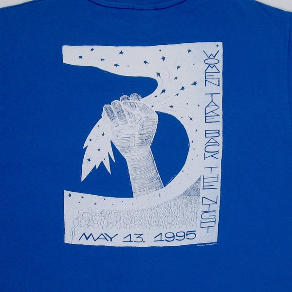 T-shirt Reprenez la nuit, T-shirt bleu M/L à couture unique, Sensibilisation anti-SA à Seattle, WA des années 90, 1995
