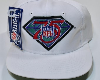 New NFL Snapback Cap, 75th Anniversary, 1994 Football Hat, White Adjustable  NWT 90s